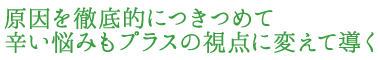 原因を徹底的につきつめて辛い悩みもプラスの視点に変えて導く